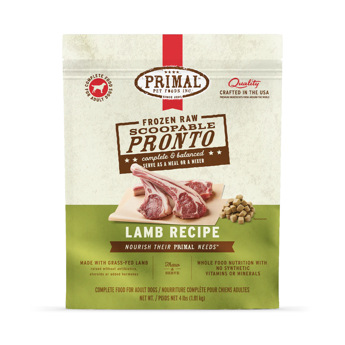 Primal Raw Dog Food Pronto Lamb Formula 4lb
