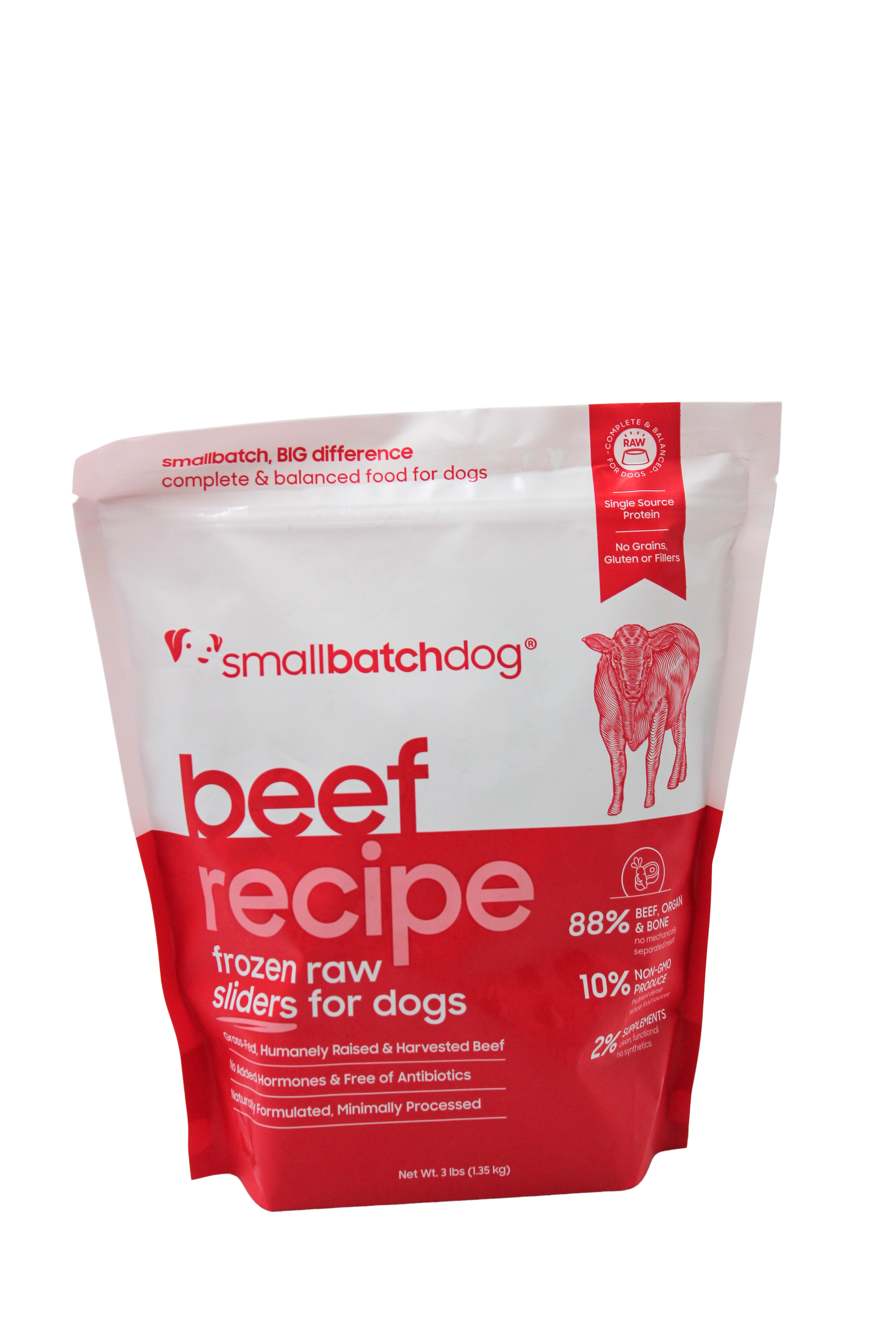 SmallBatch Raw Dog Food Beef Sliders 3lb