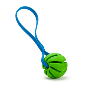 Dogline Rubber Spiral Ball With Biothane Handle Green & Blue