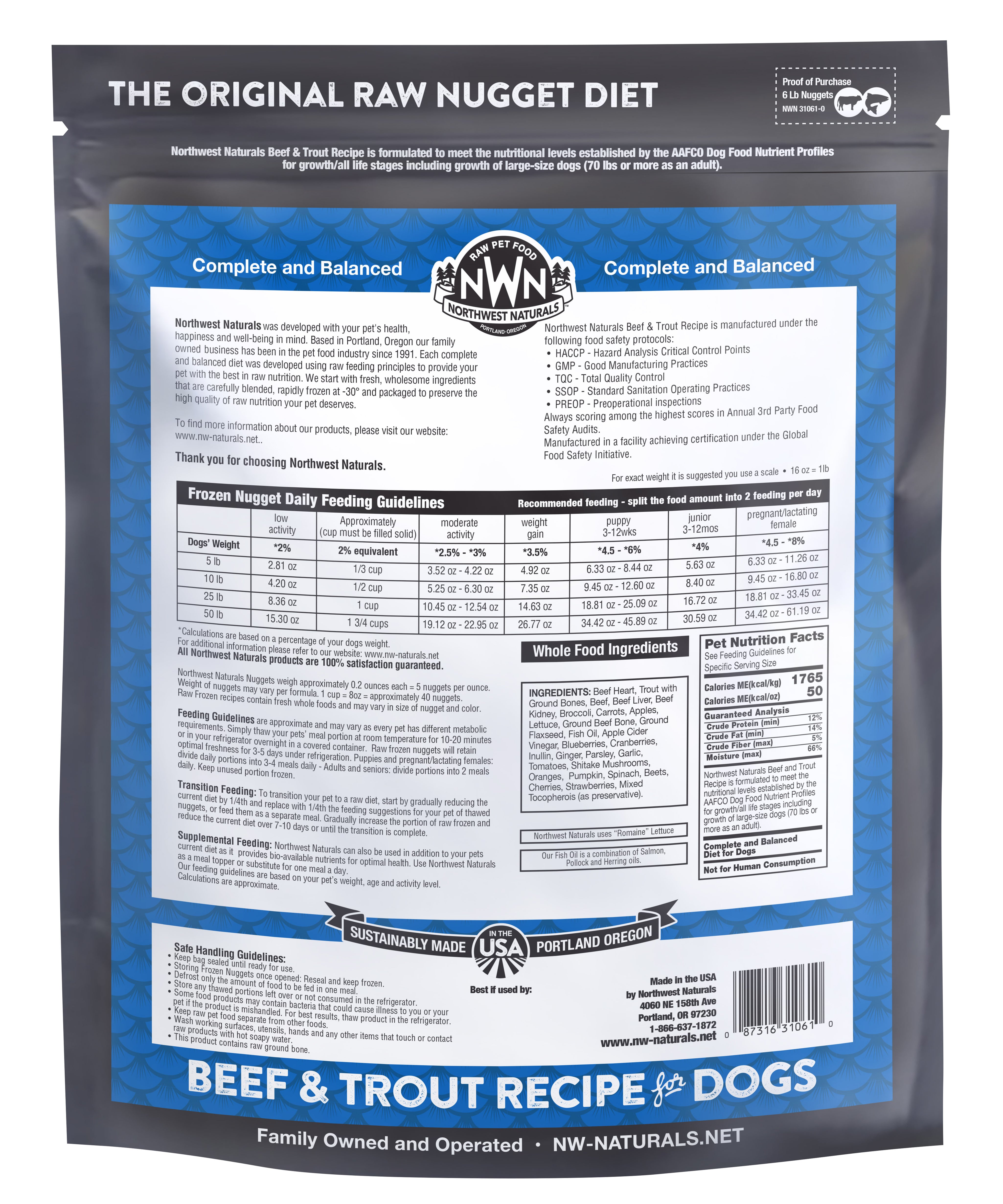 Northwest Naturals Raw Beef & Trout Nuggets 6lb
