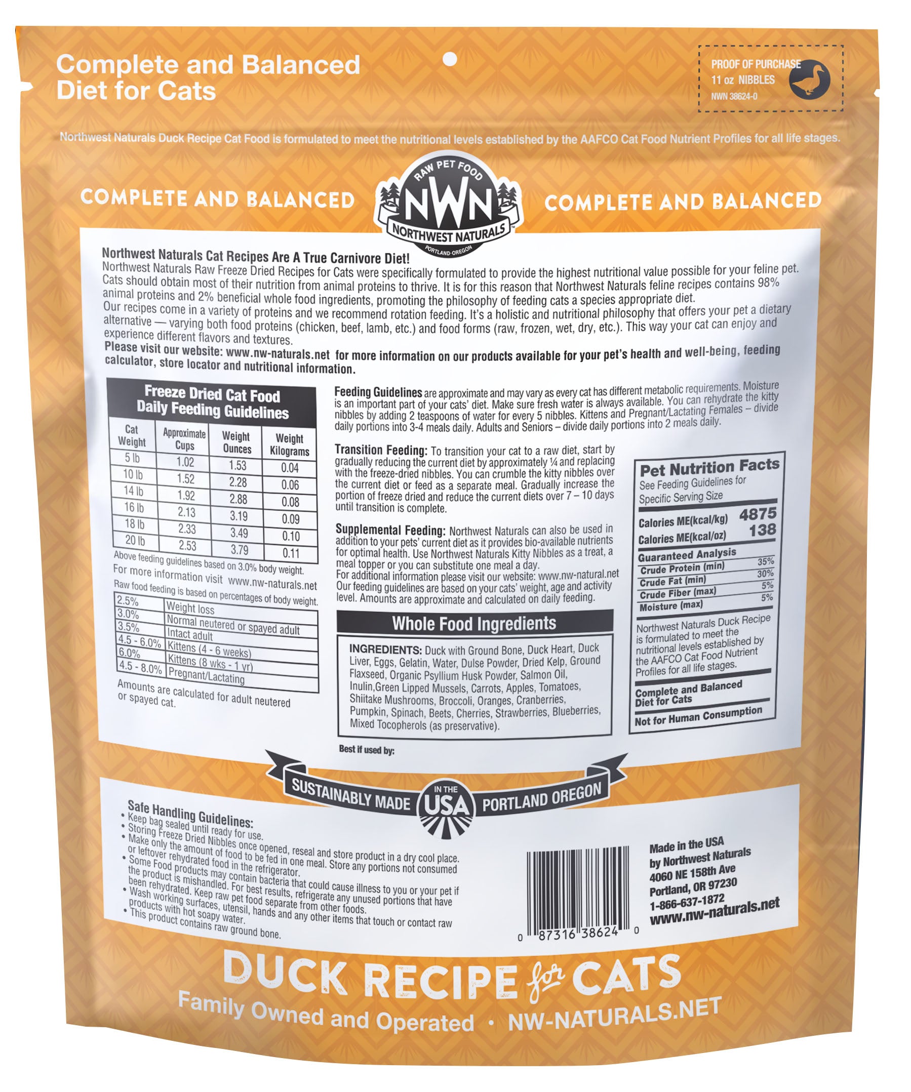 Northwest Naturals Freeze Dried Cat Food Duck