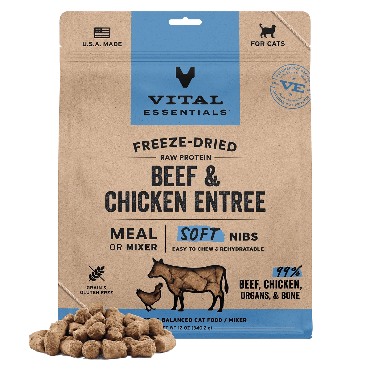 Vital Essentials Cat Freeze Dried Mixers Beef & Chicken 12oz