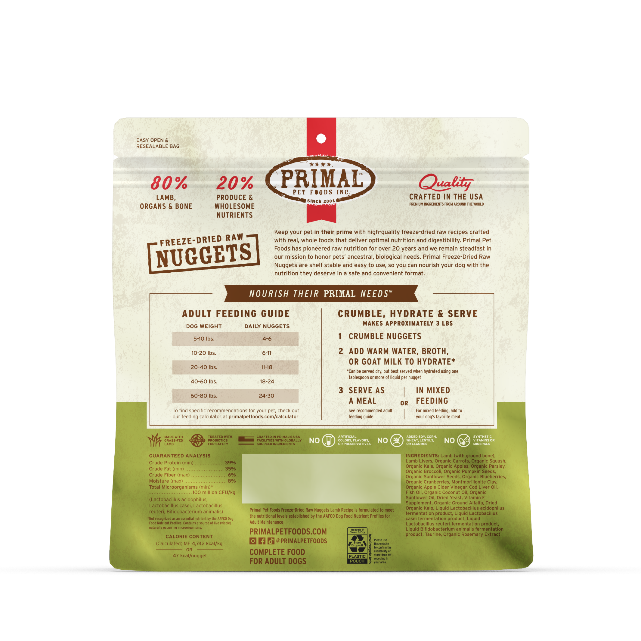 Primal Freeze Dried Dog Food Lamb