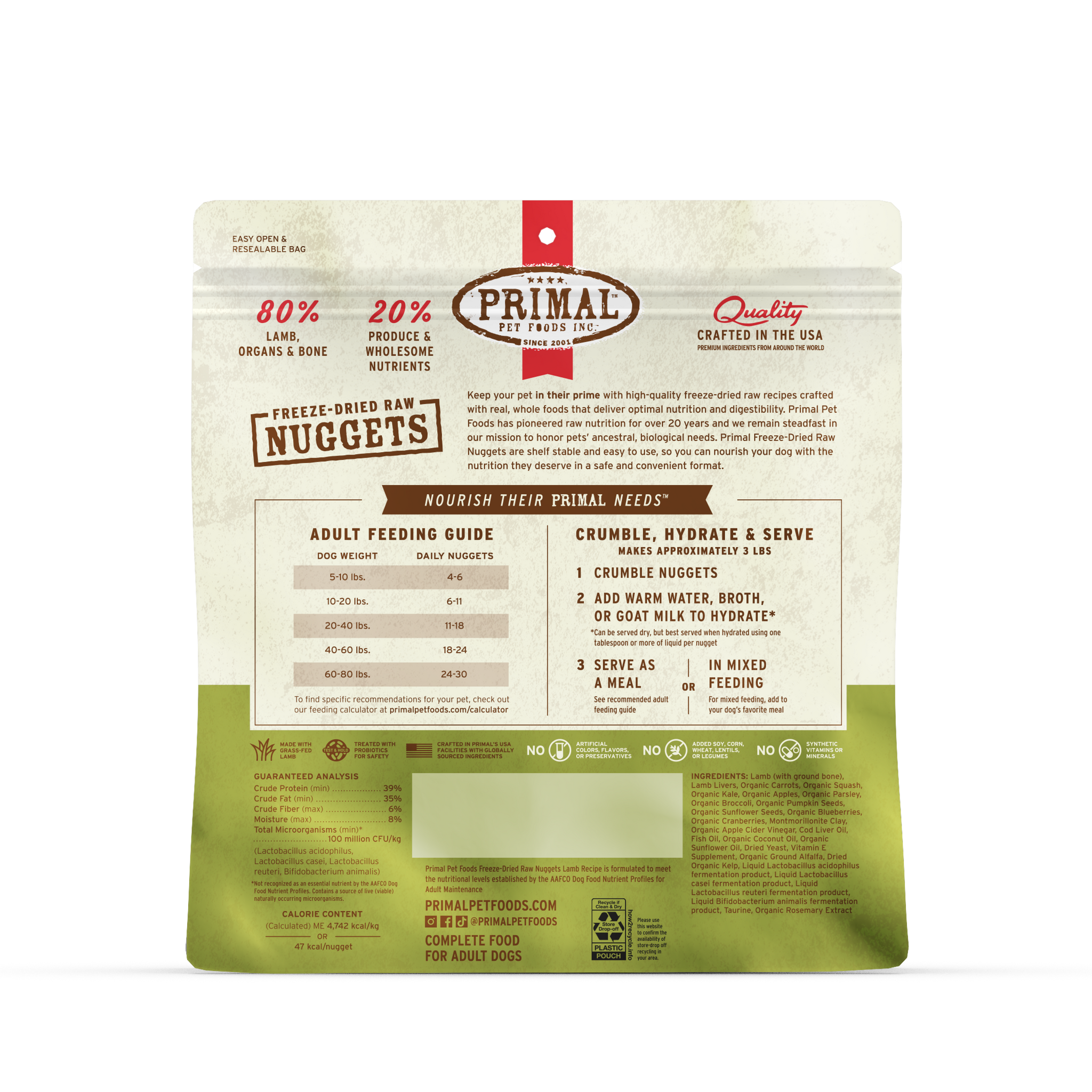 Primal Freeze Dried Dog Food Lamb