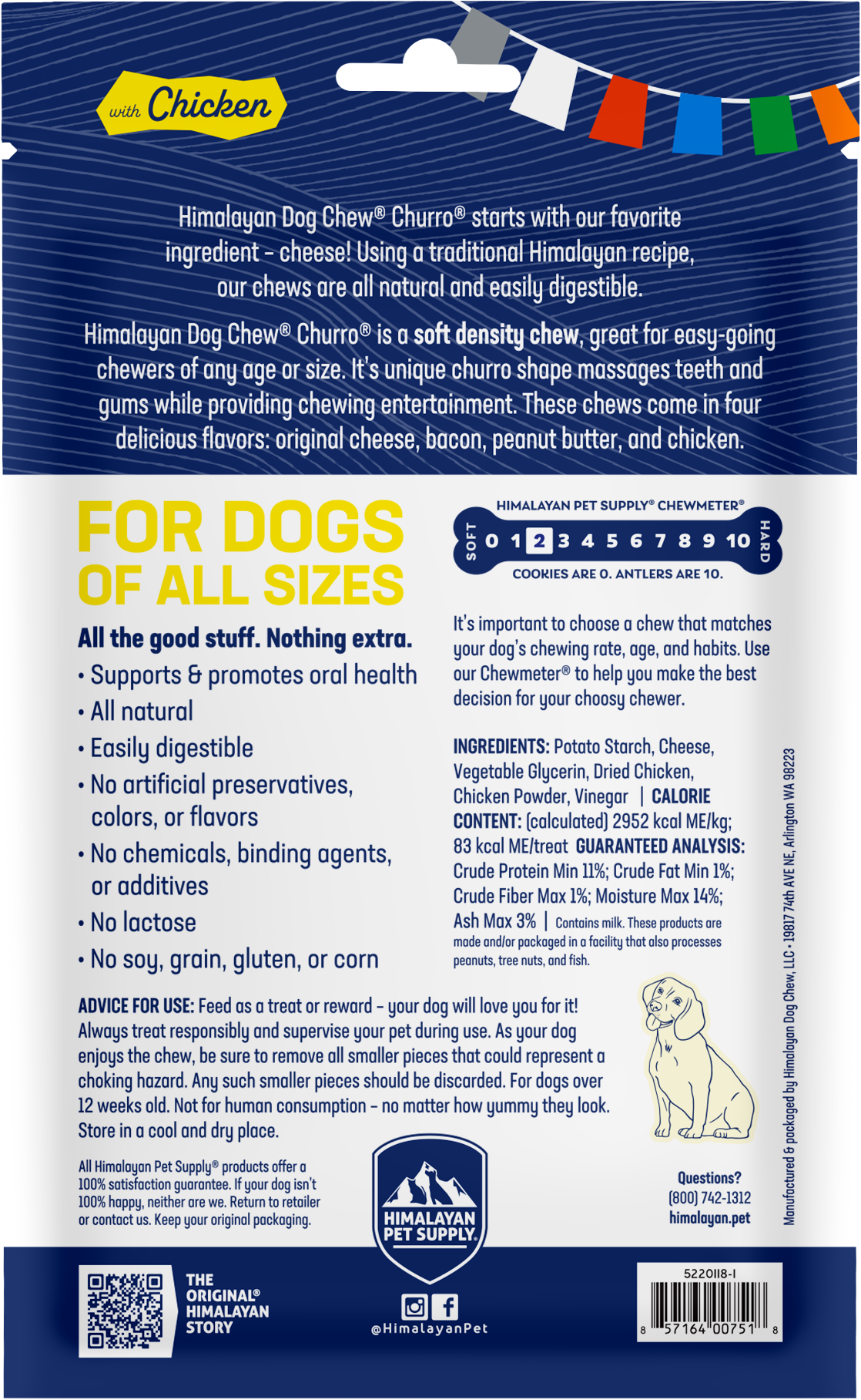 Himalayan Pet Dog Chew Yaky Churro Chicken 4pk