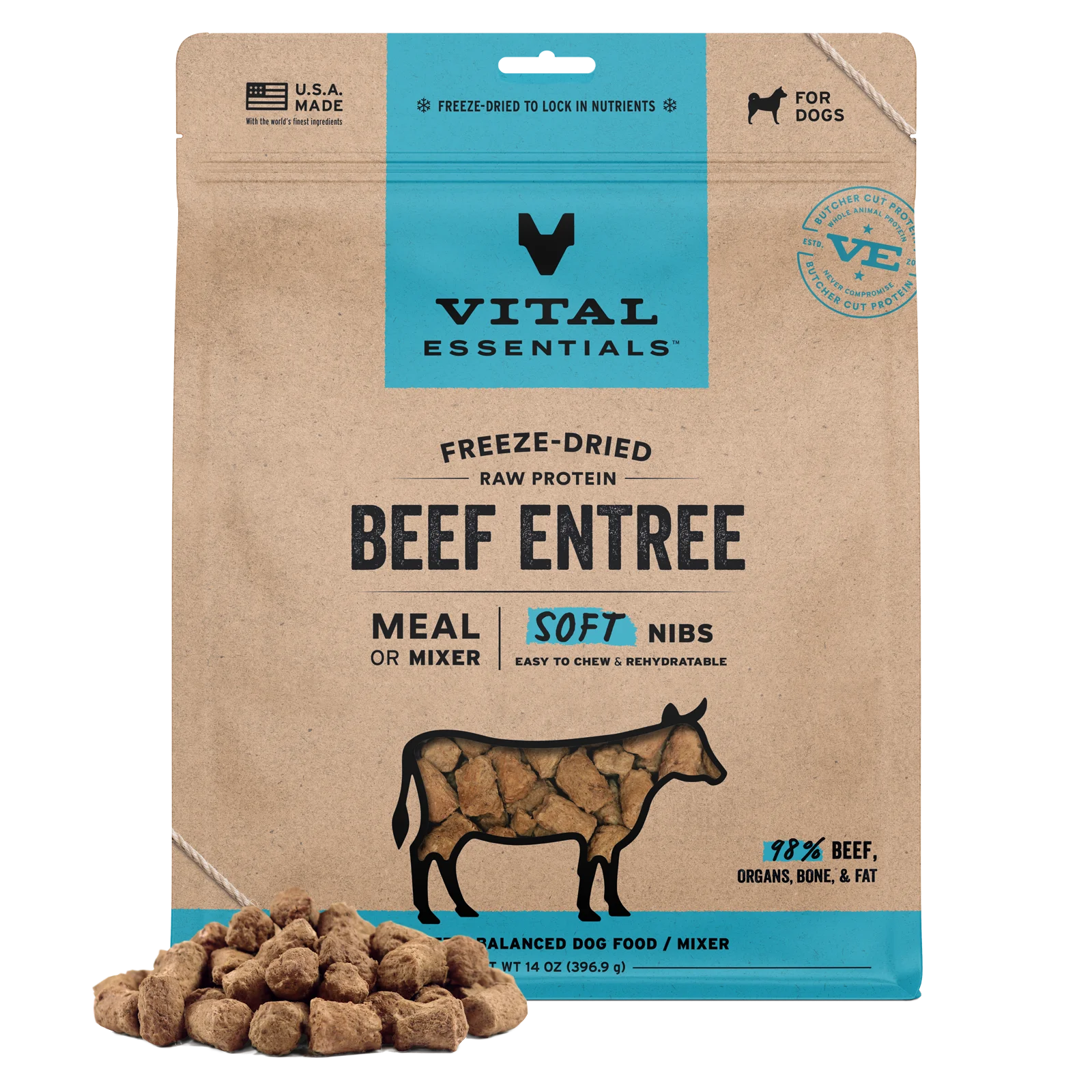 Vital Essentials Freeze Dried Soft NIBS Beef 14oz