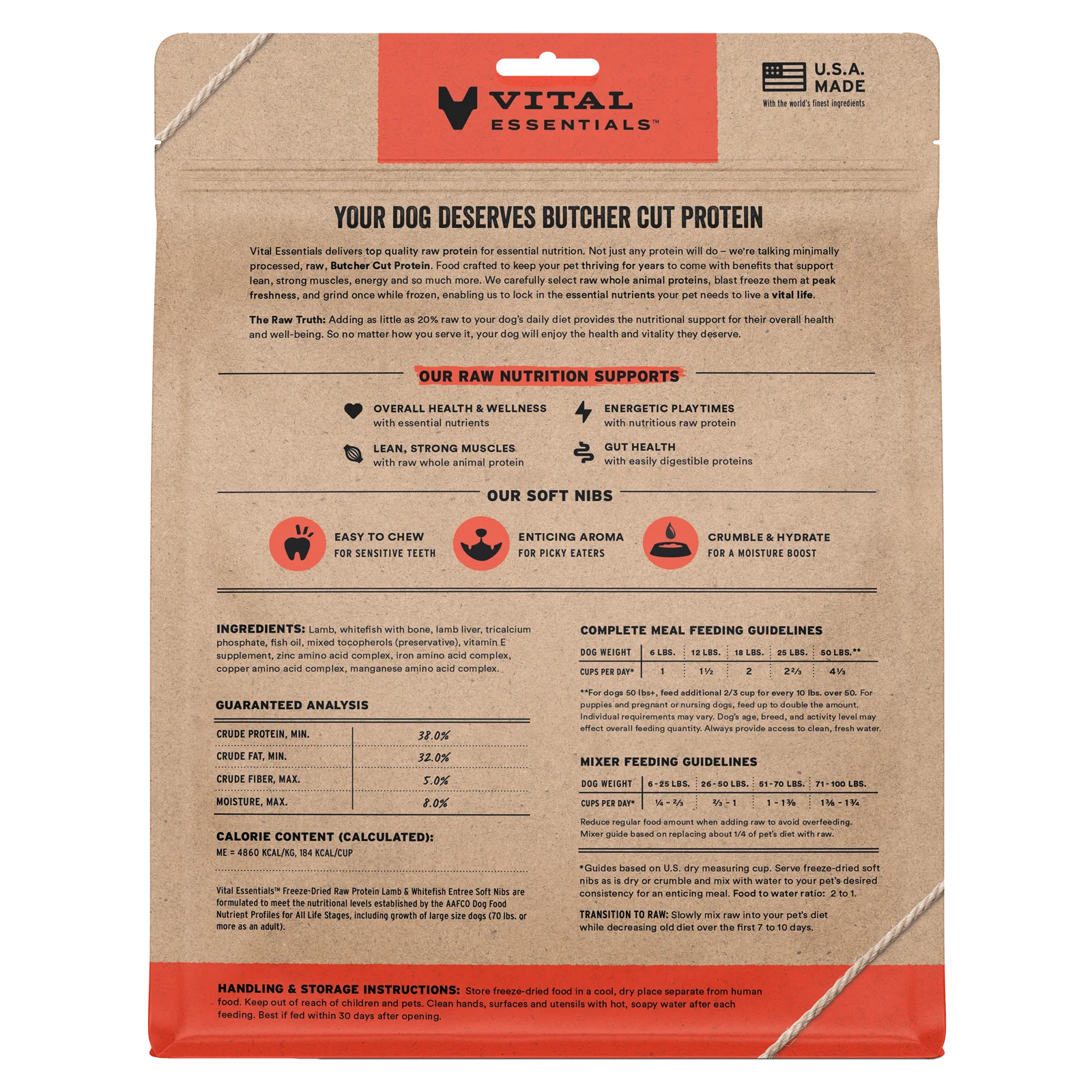 Vital Essentials Freeze Dried Soft NIBS Lamb & Whitefish 14oz