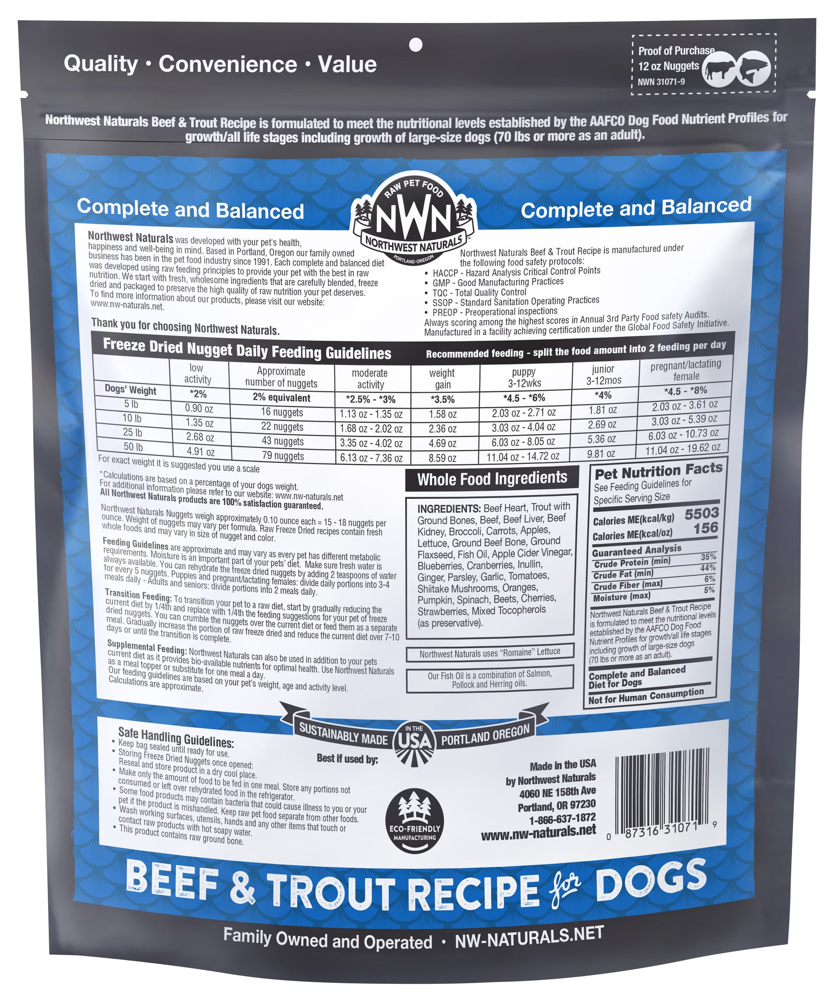 Northwest Naturals Freeze Dried Beef & Trout Recipe