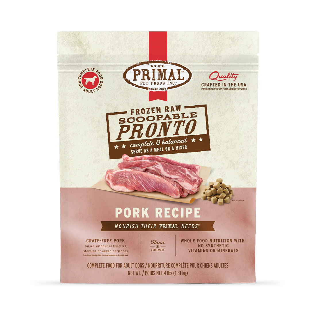 Primal Raw Dog Food Pronto Pork Formula 4lb