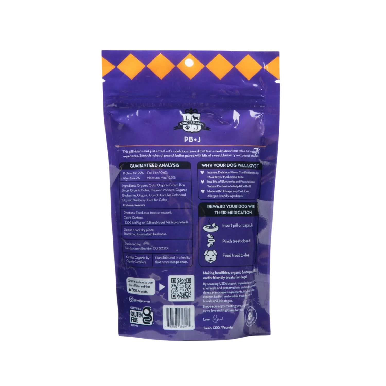 Lord Jameson Organic PB & Jelly Pill Hider Treats 6oz