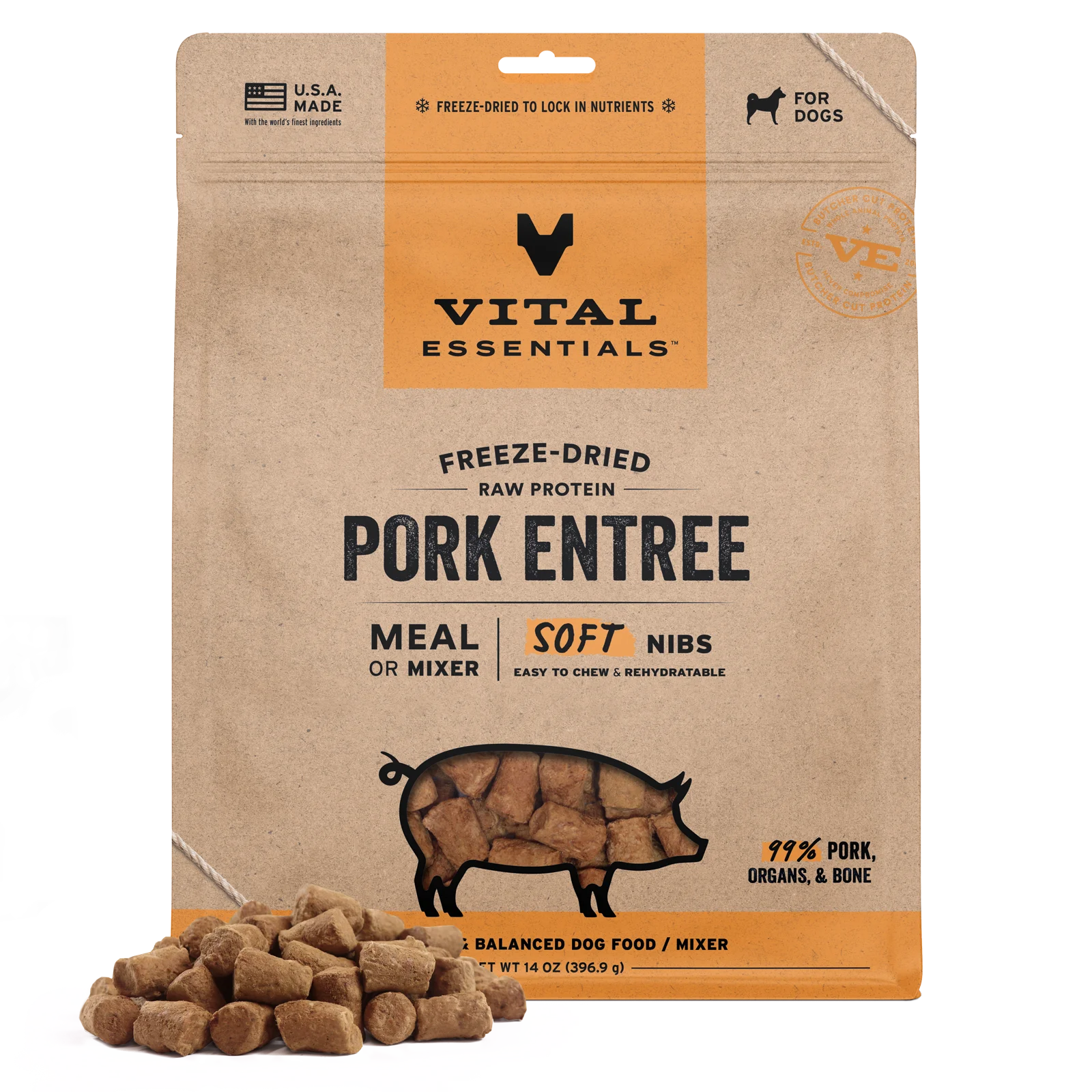 Vital Essentials Freeze Dried Soft NIBS Pork 14oz