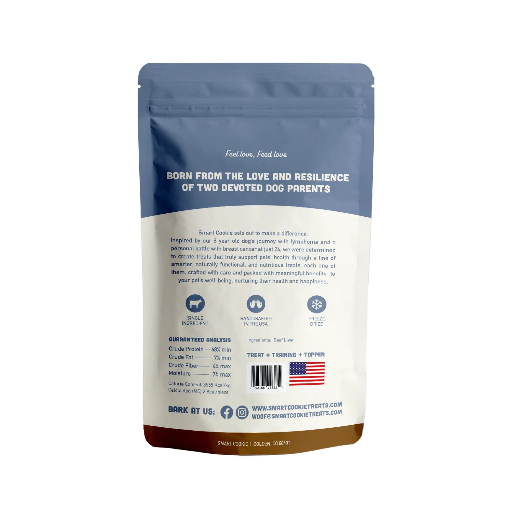 Smart Cookie Freeze Dried Beef Liver Bites 2oz