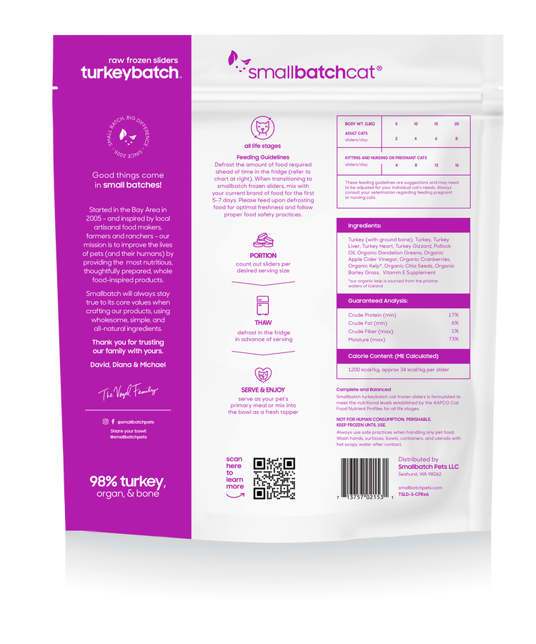 SmallBatch Cat Raw Turkey Sliders 3lb