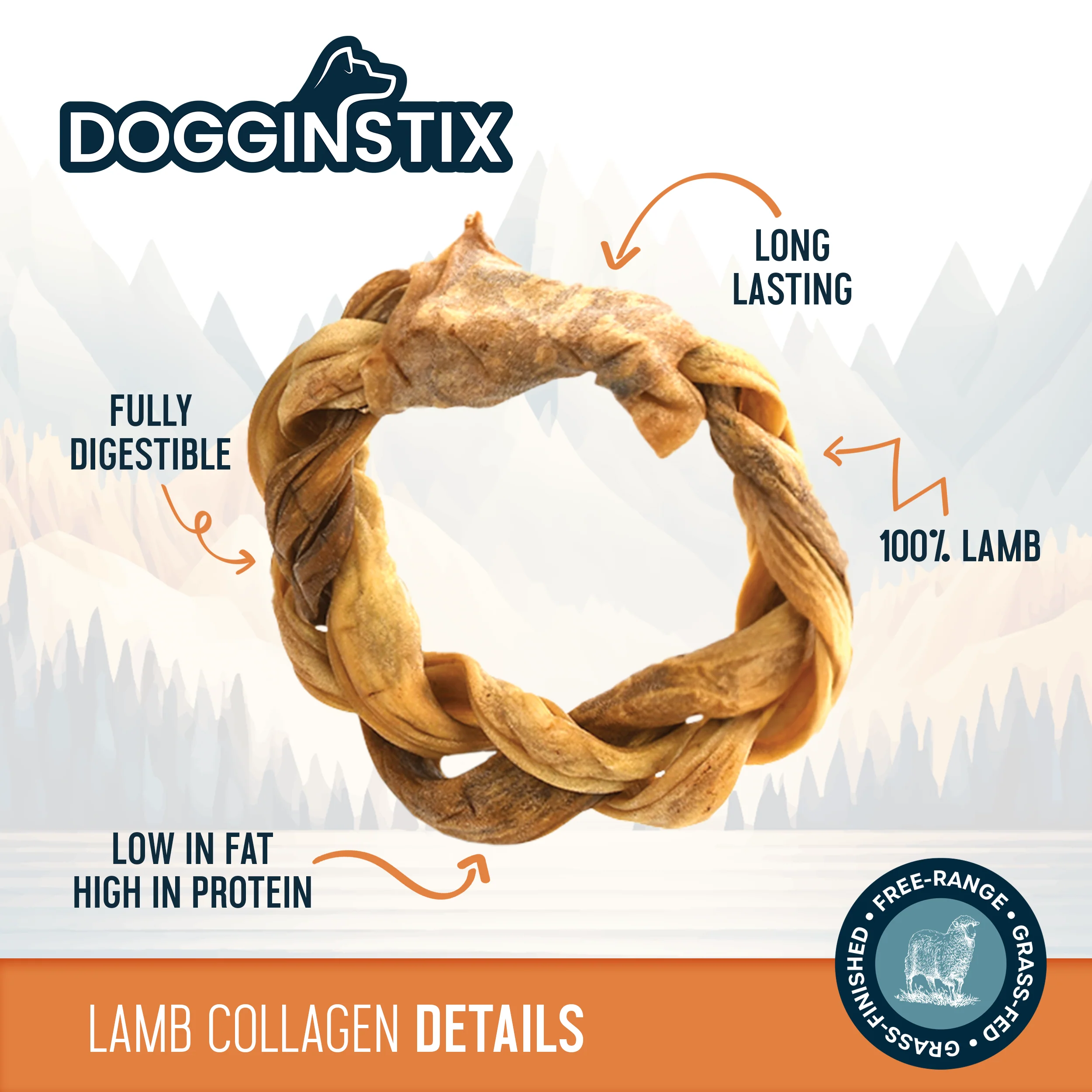 Dogginstix Braided Lamb Collagen Ring
