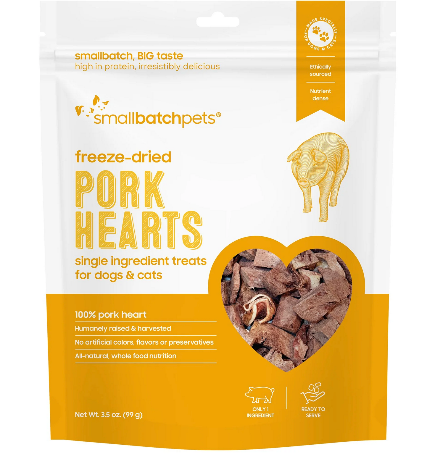 SmallBatch Freeze Dried Pork Hearts 3oz