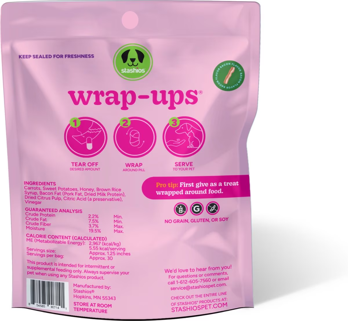 Stashios Wrap Ups Bacon Flavor 2oz