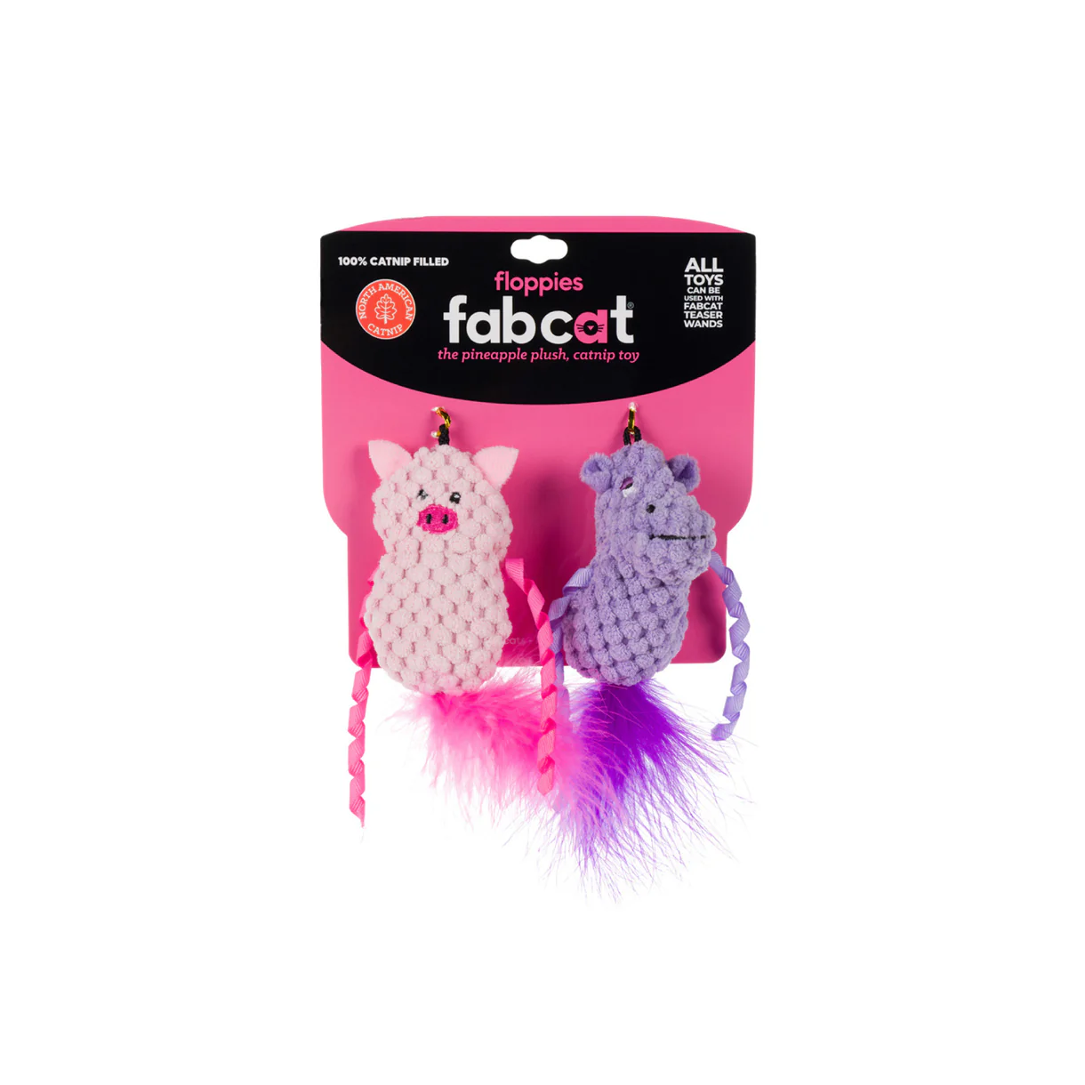 FabCat Floppy Pig & Hippo Cat Toys 2 Pack