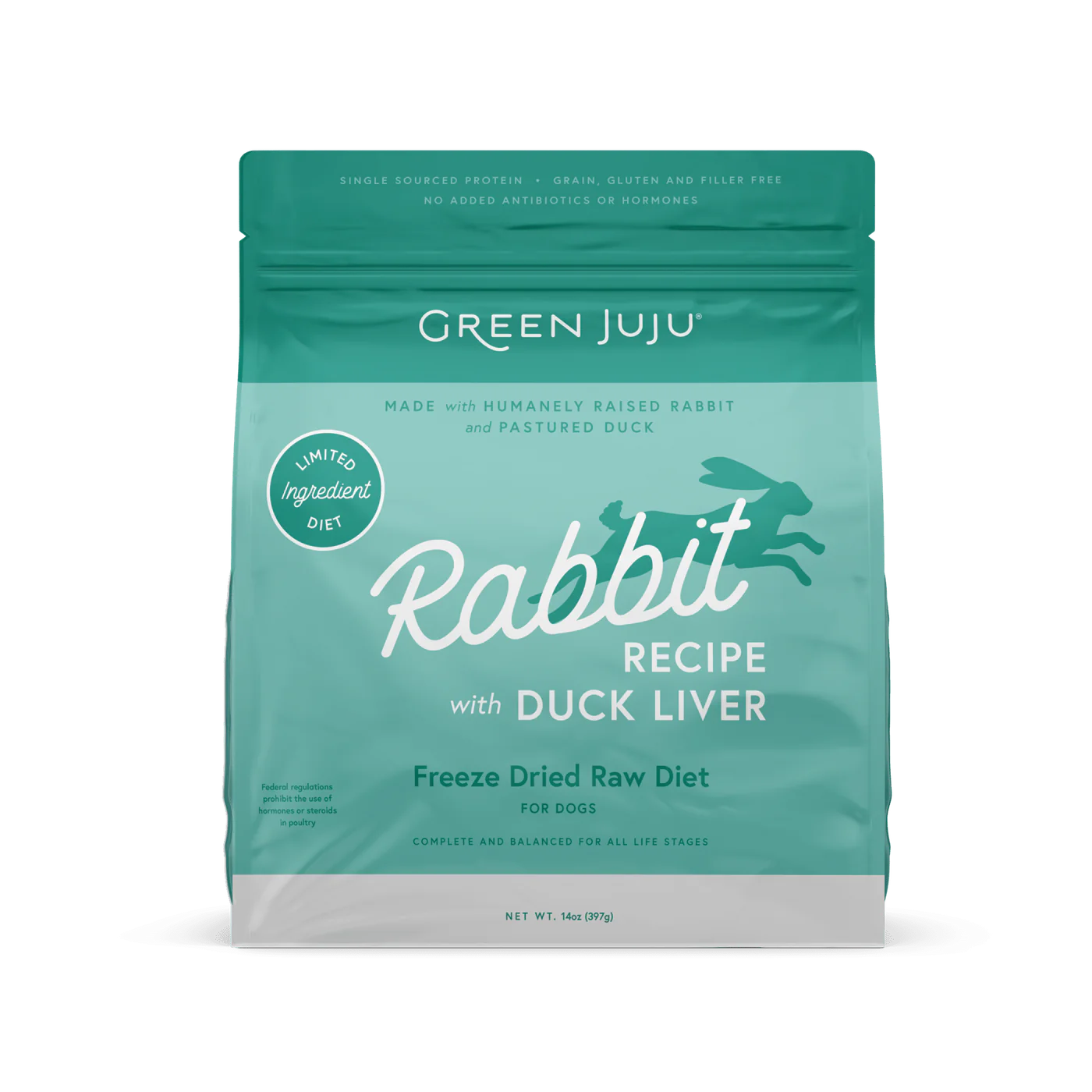 Green JuJu Freeze Dried Raw Limited Ingredient Rabbit & Duck Liver Recipe 14oz