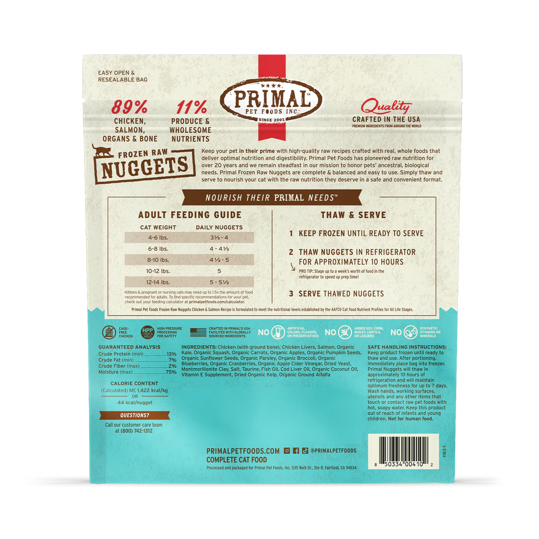 Primal Raw Cat Food Chicken & Salmon Formula 3lb