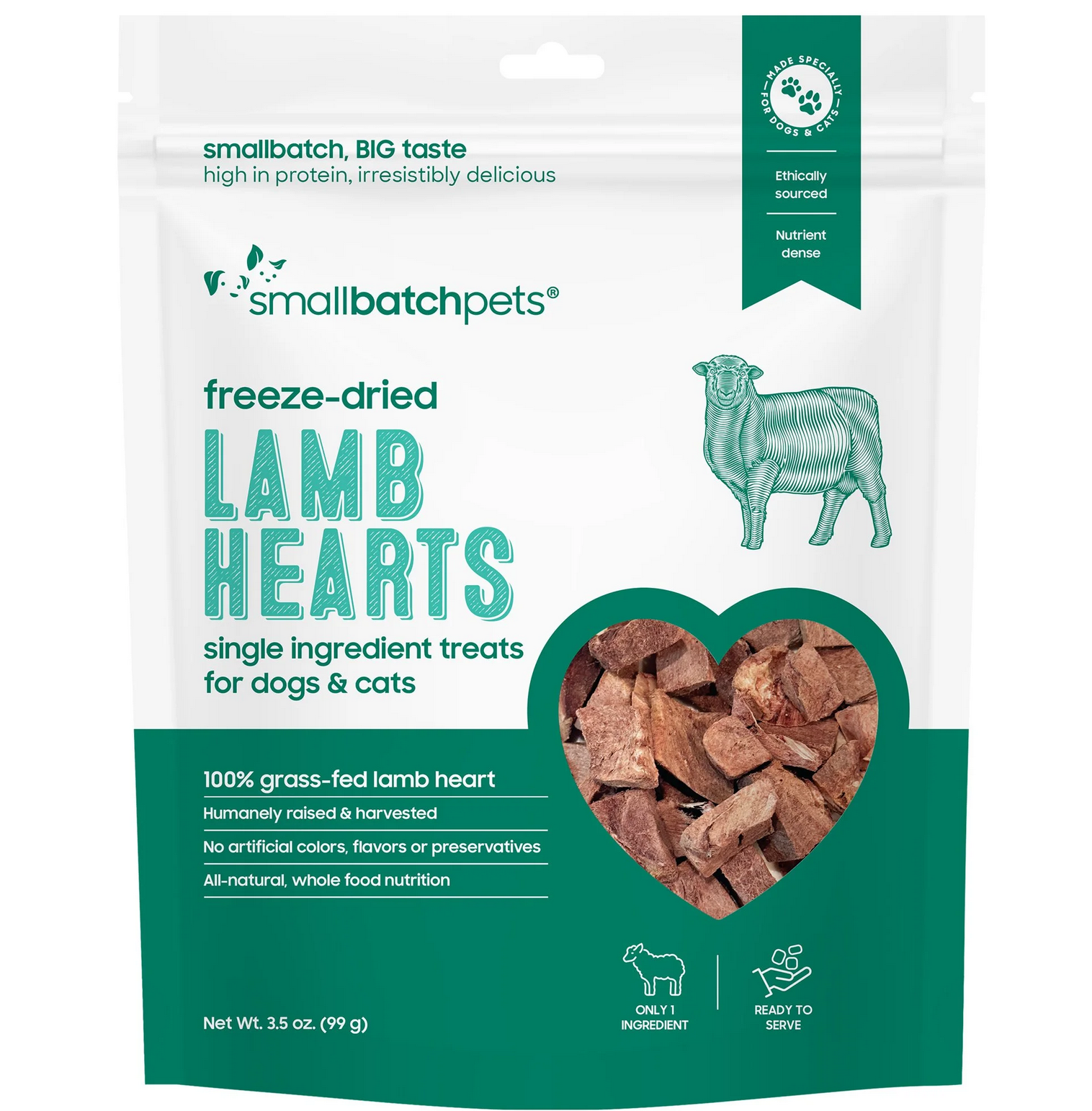 SmallBatch Freeze Dried Lamb Hearts 3oz