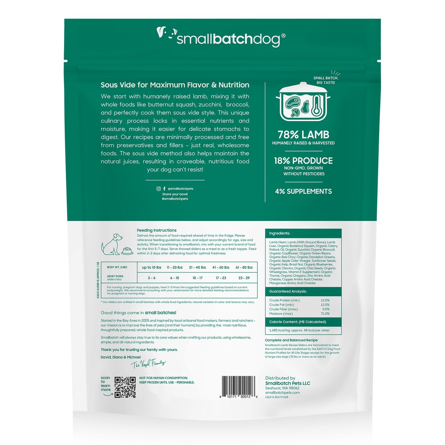 SmallBatch Frozen Lightly Cooked Dog Food Lamb