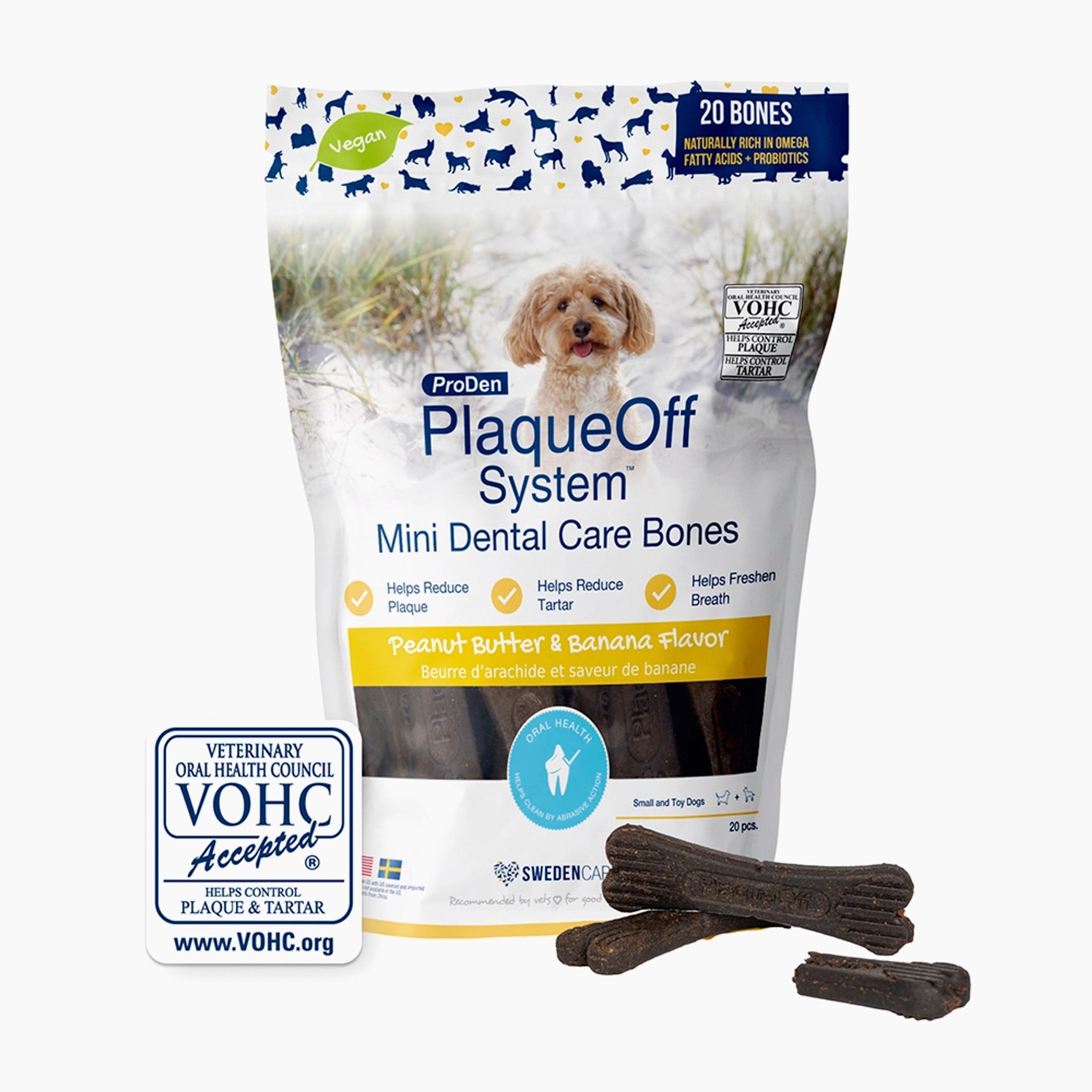Plaque Off Mini Banana & Peanut Butter Dental Chews 12oz