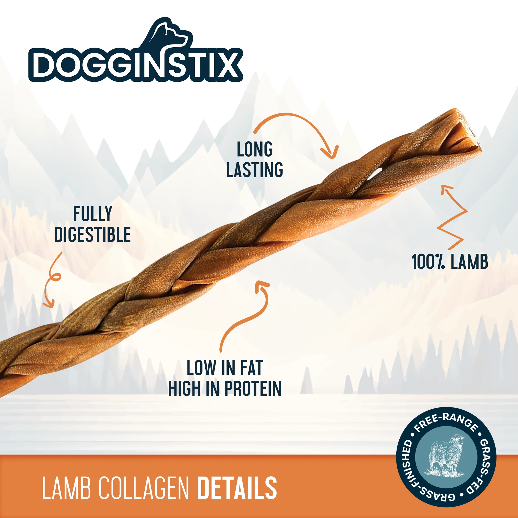 Dogginstix Braided Lamb Collagen Stick 24in