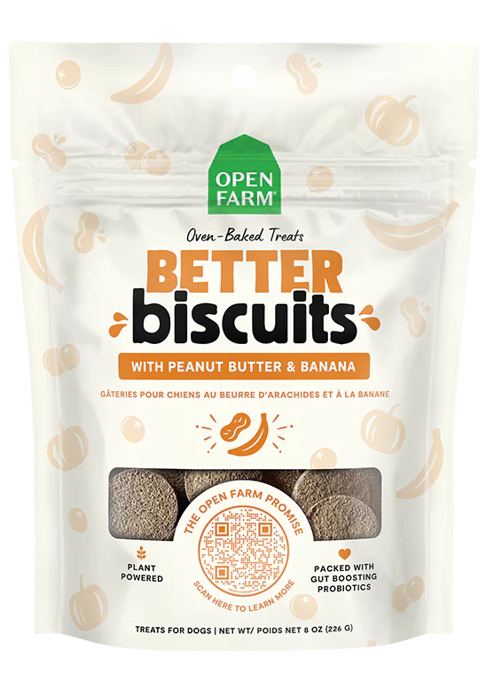 Open Farm Better Biscuits Peanut Butter & Banana Recipe 8oz