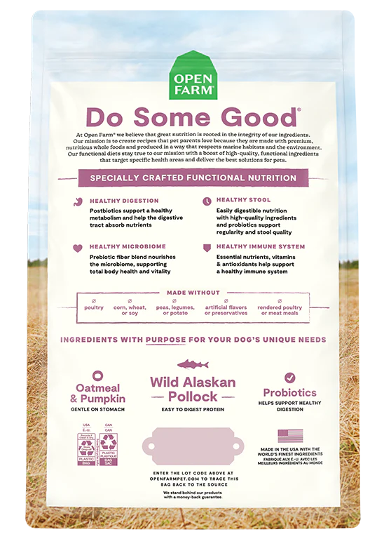 Open Farm Digestive Health Wild Alaskan Pollock & Oatmeal Recipe