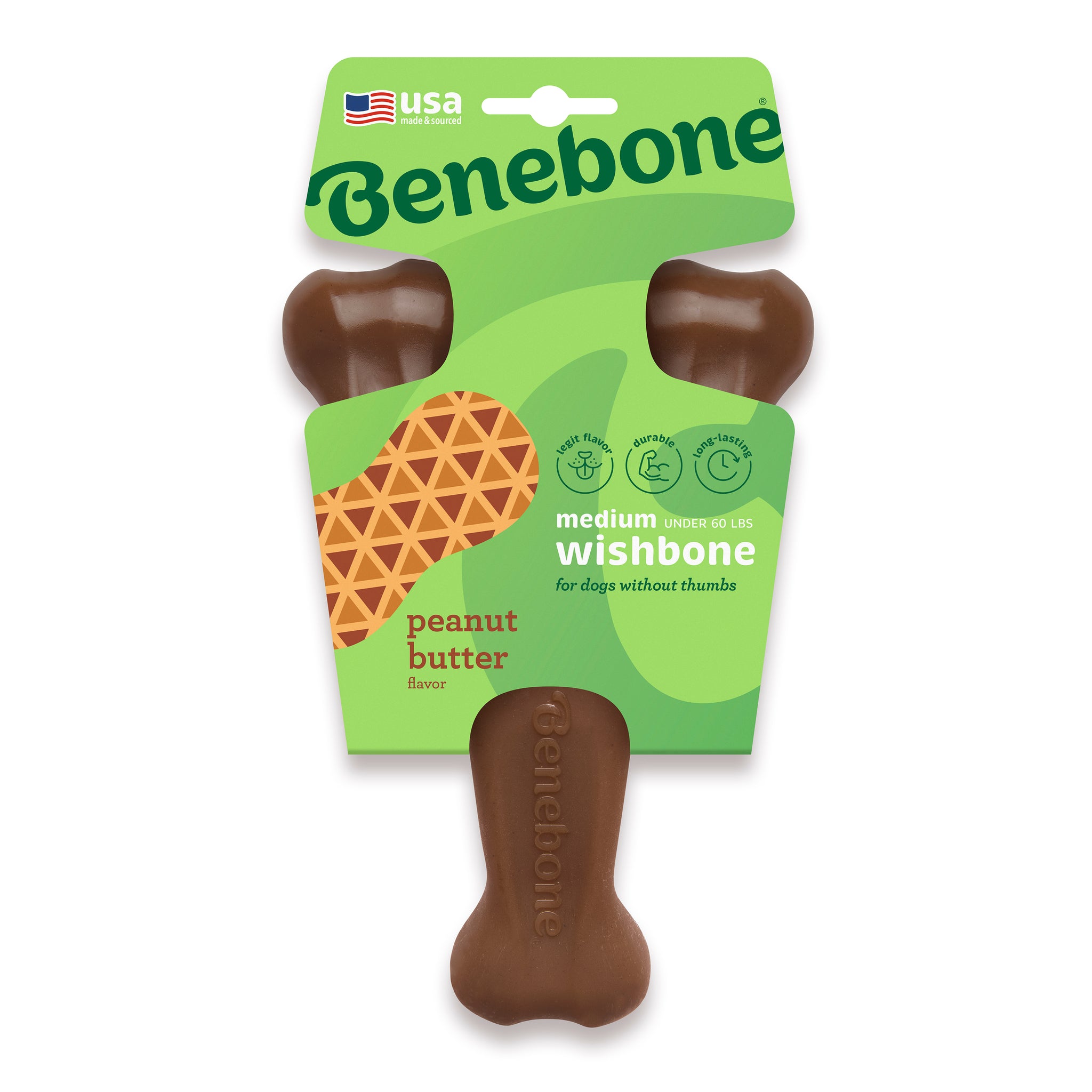 Benebone Dog Chew Wishbone Peanut Butter