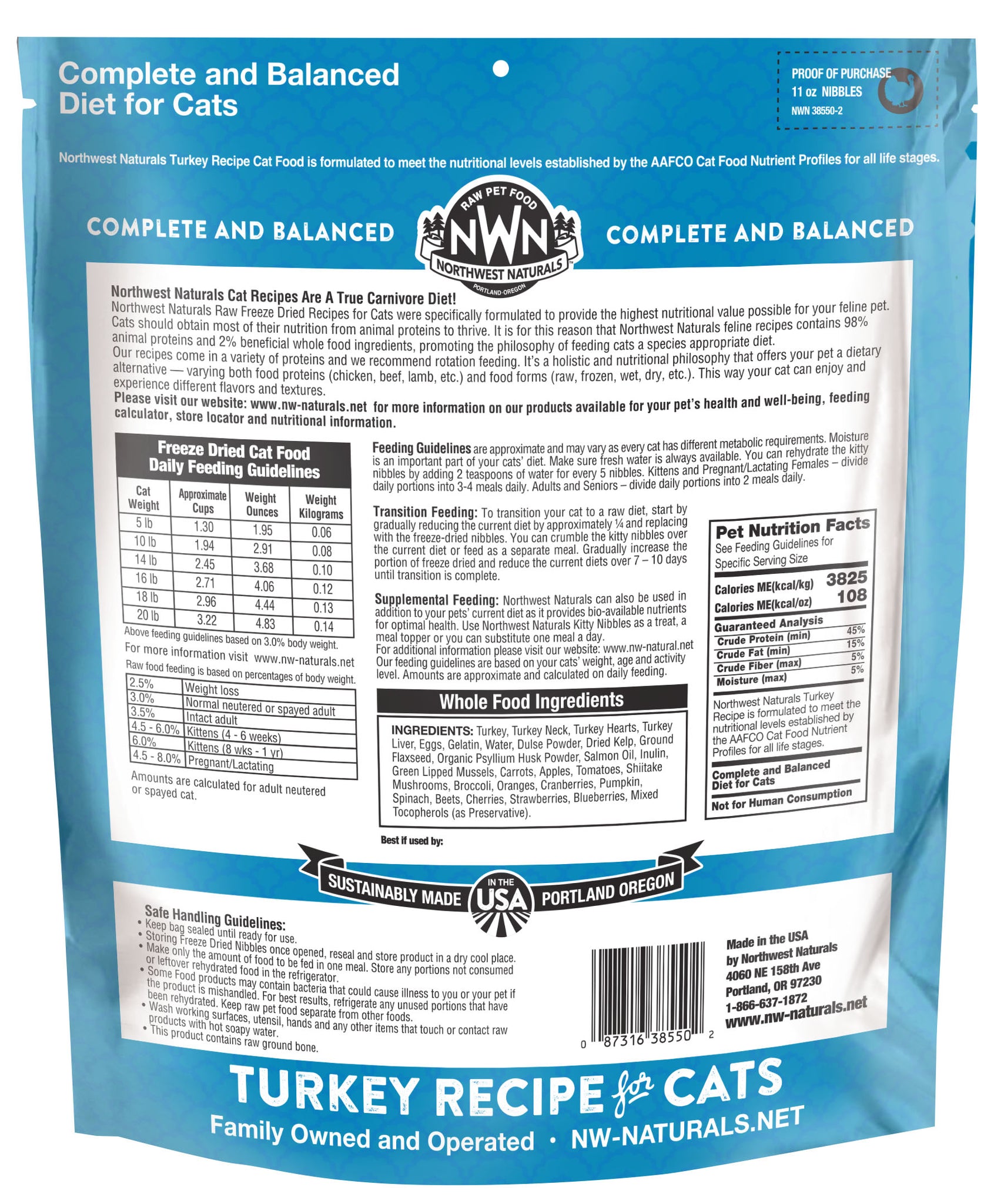 Northwest Naturals Freeze Dried Cat Food Turkey