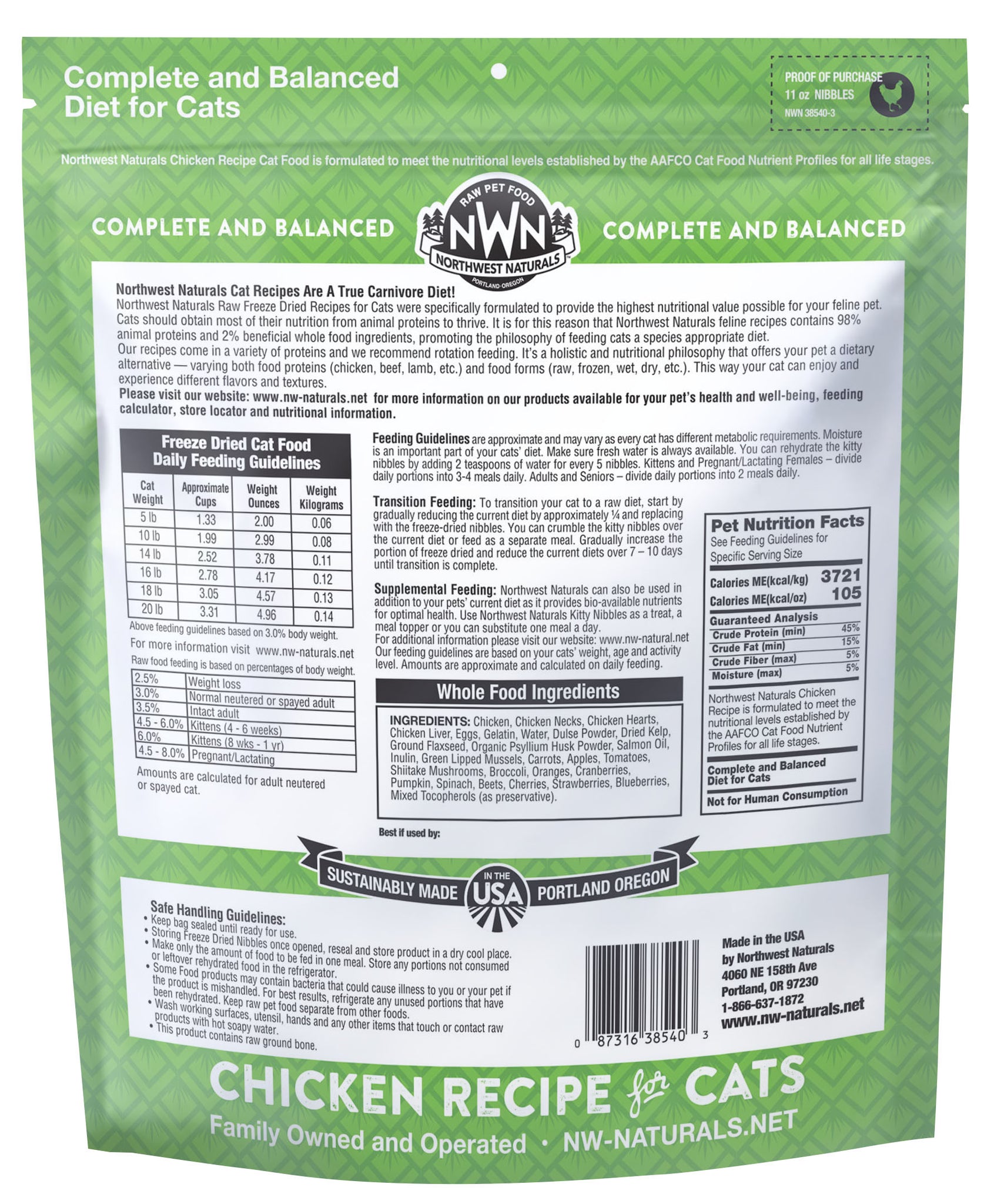 Northwest Naturals Freeze Dried Cat Food Chicken