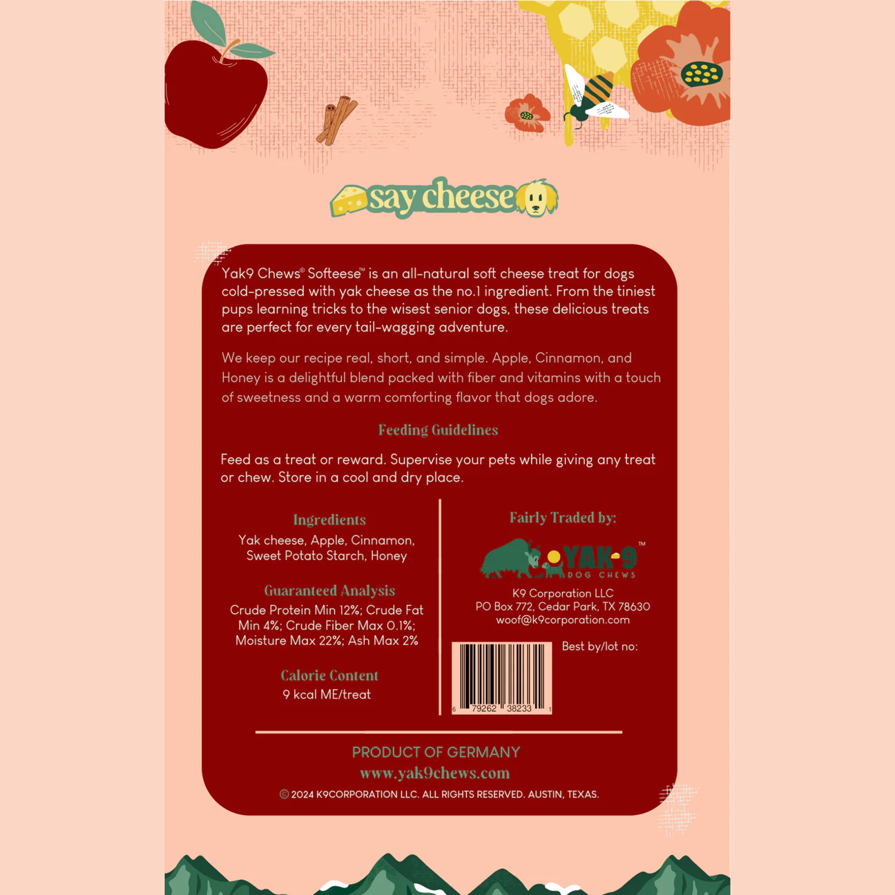 Yak9 Softeese Apple Cinnamon Cheese Bites 3.5oz