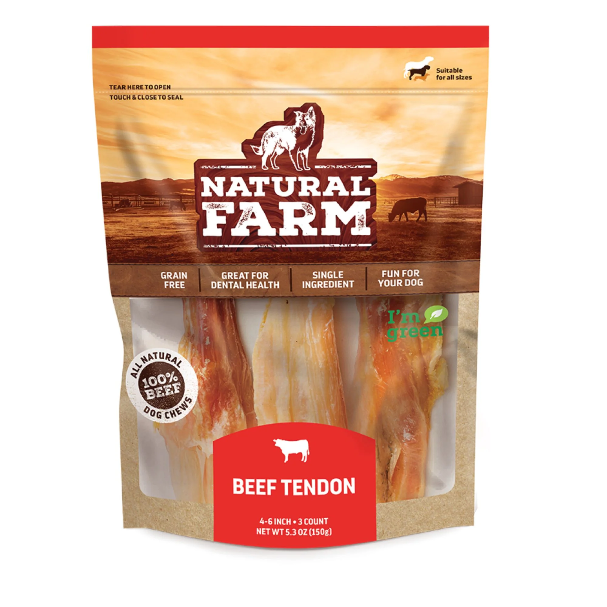 Natural Farm Beef Tendon 4-6in 3pk