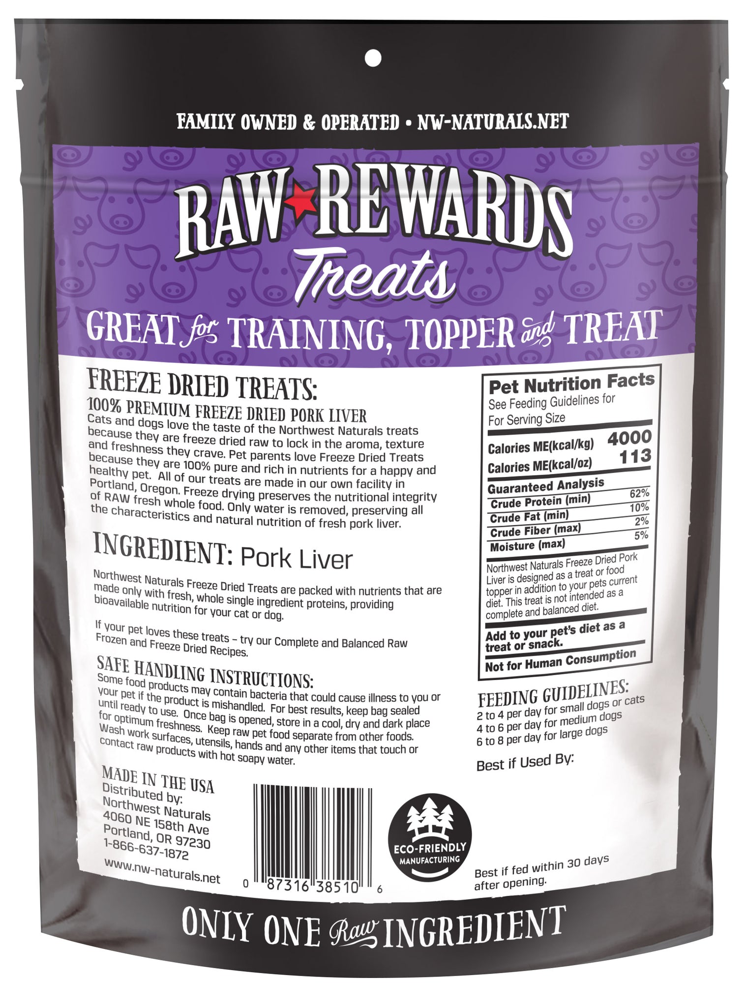 Northwest Naturals Freeze Dried Pork Liver 3oz