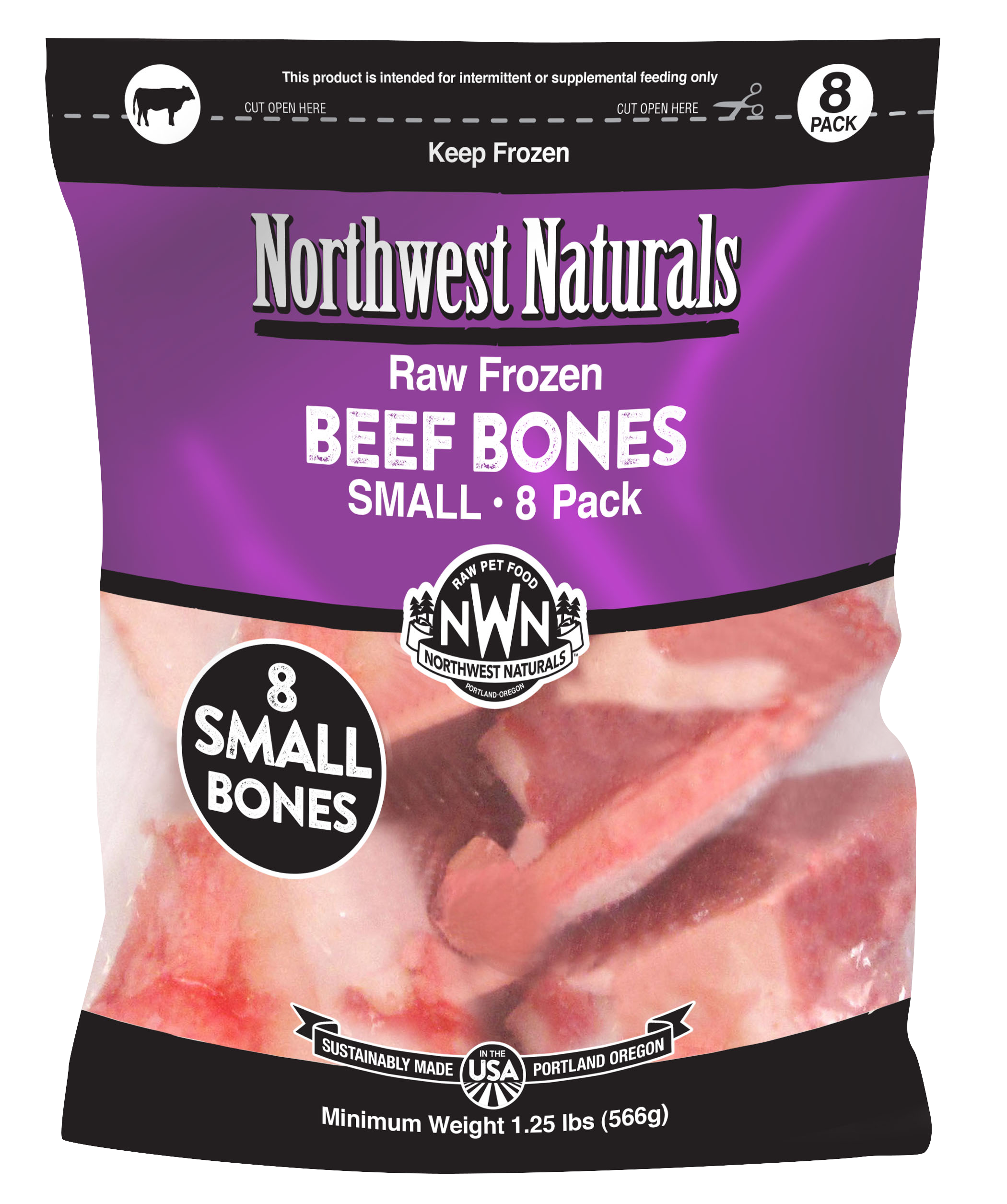 Northwest Naturals Raw Beef Bone 1-2 Inch 8 Pack