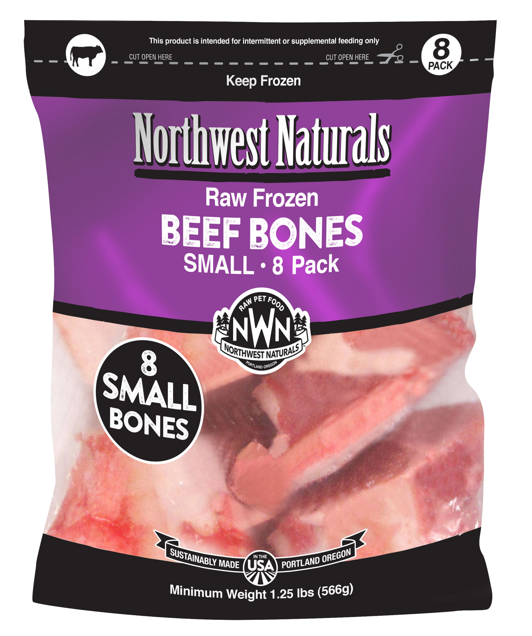 Northwest Naturals Raw Beef Bone 1-2 Inch 8 Pack