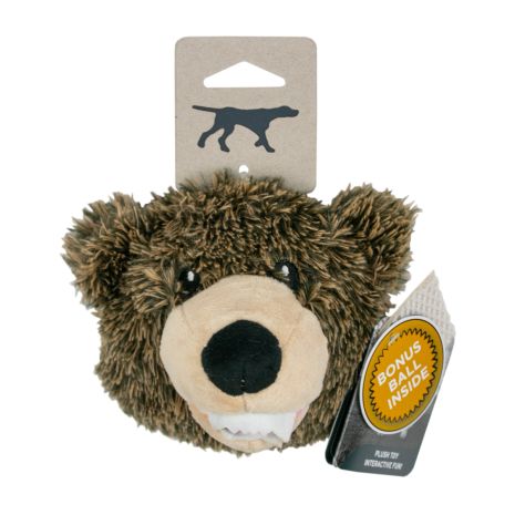 Tall Tails 2-in-1 Grizzly Bear Head Fetch Dog Toy