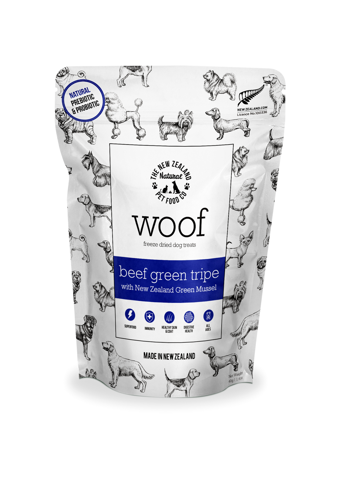 New Zealand Natural Woof Beef Green Tripe Treat 1.4oz