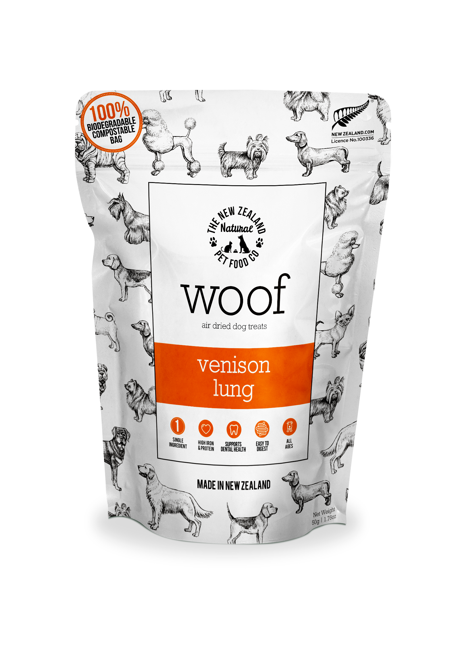 New Zealand Natural Woof Venison Lung Treat 1.76oz
