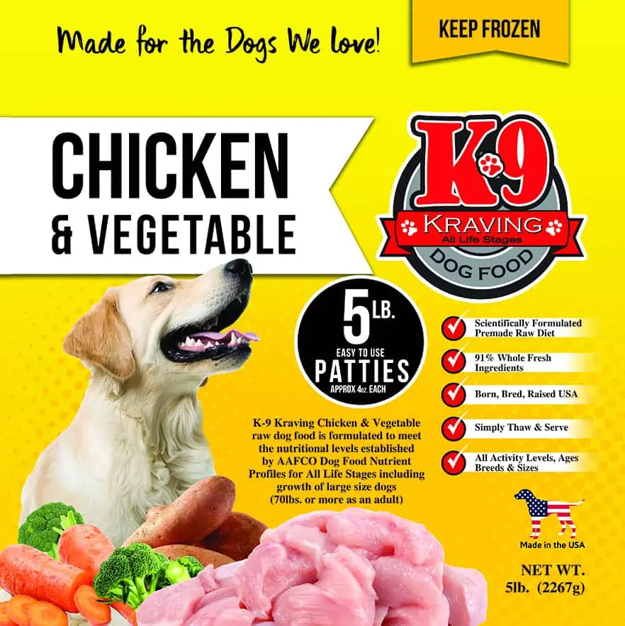 K9 Kravings Raw Chicken & Vegetable Patty 5lb