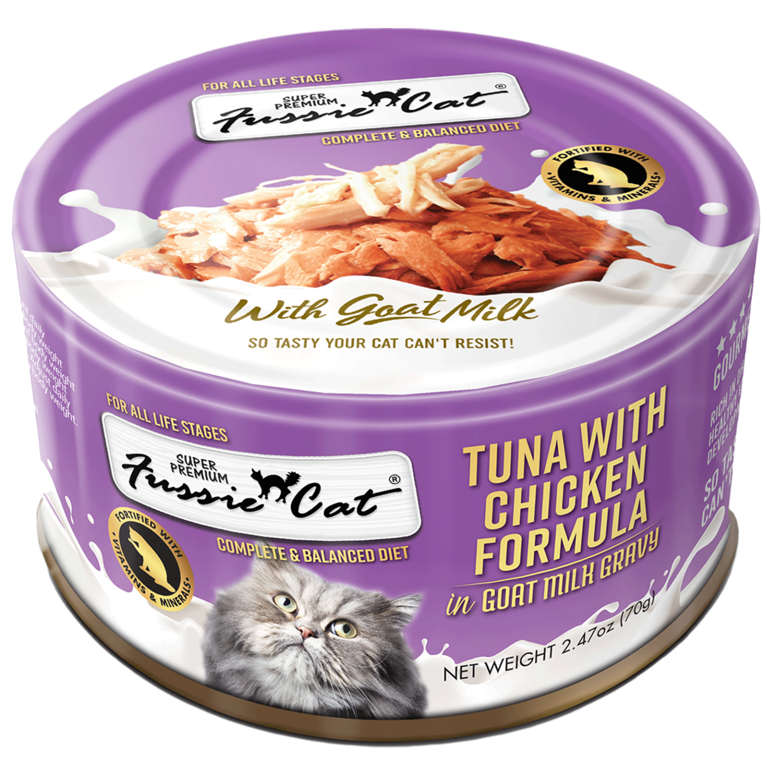 Fussie Cat Canned Tuna With Chicken & Goat Milk Gravy 2.47oz