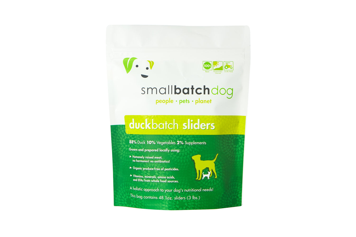 Small Batch Raw Dog Food Duck Sliders 3lb