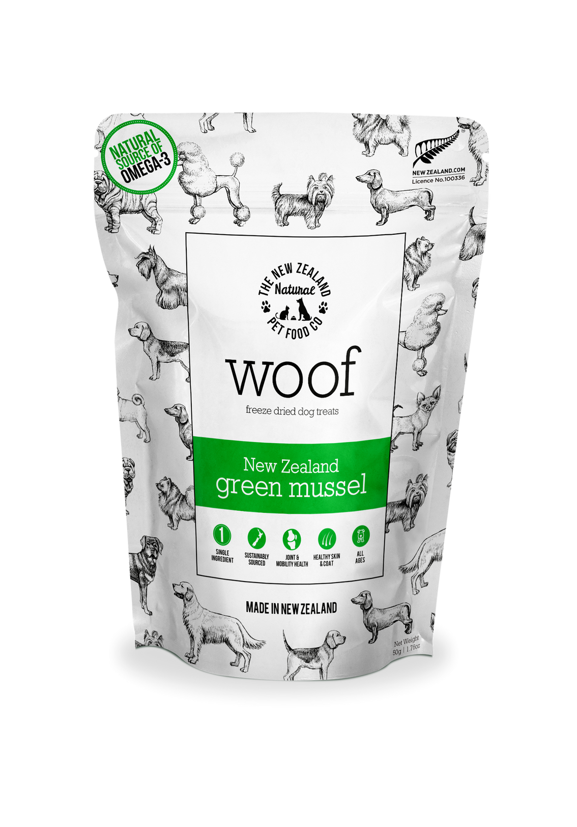 New Zealand Natural Woof Green Lipped Mussel Treat 1.76oz