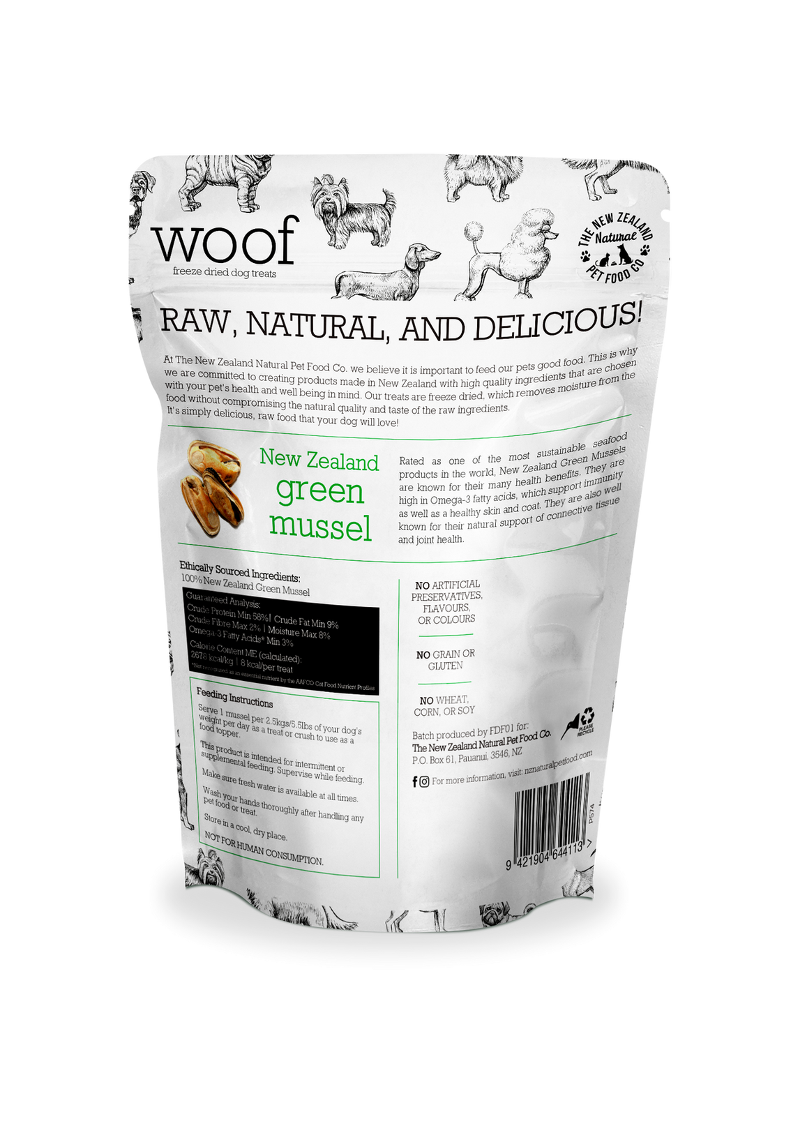 New Zealand Natural Woof Green Lipped Mussel Treat 1.76oz