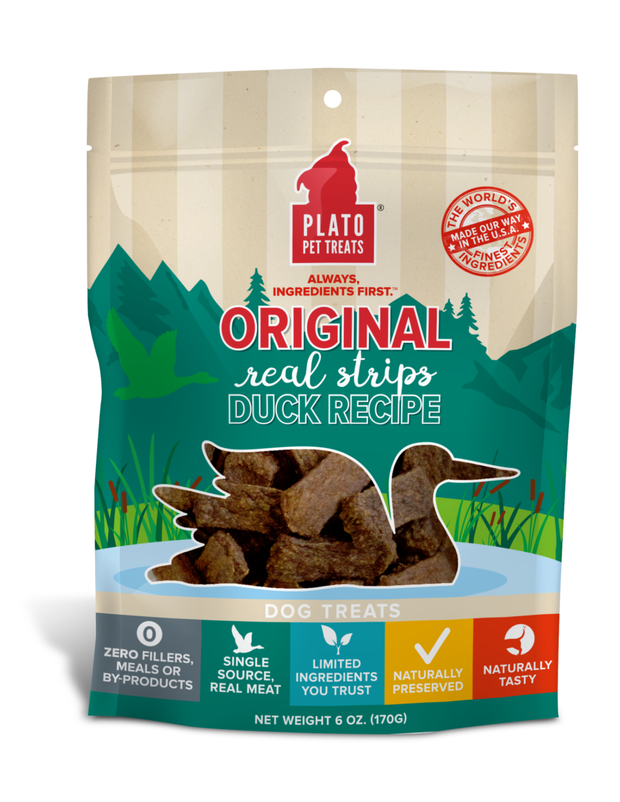 Plato Pet Treats Real Strips Duck 18oz