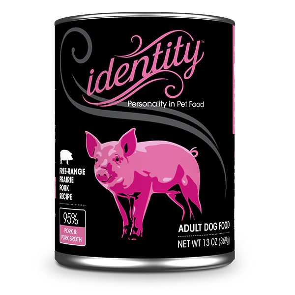 Identity Pet Canned 95% Free Range Prairie Pork Recipe 13oz