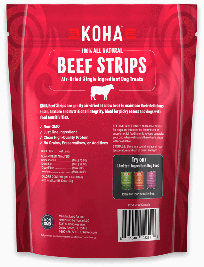 Koha Air Dried Beef Lung Strips 3.25oz