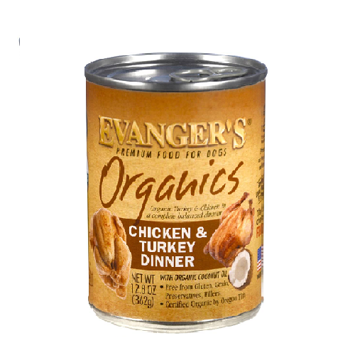 Evanger's Canned Dog Food Organic Chicken & Turkey 12.8oz