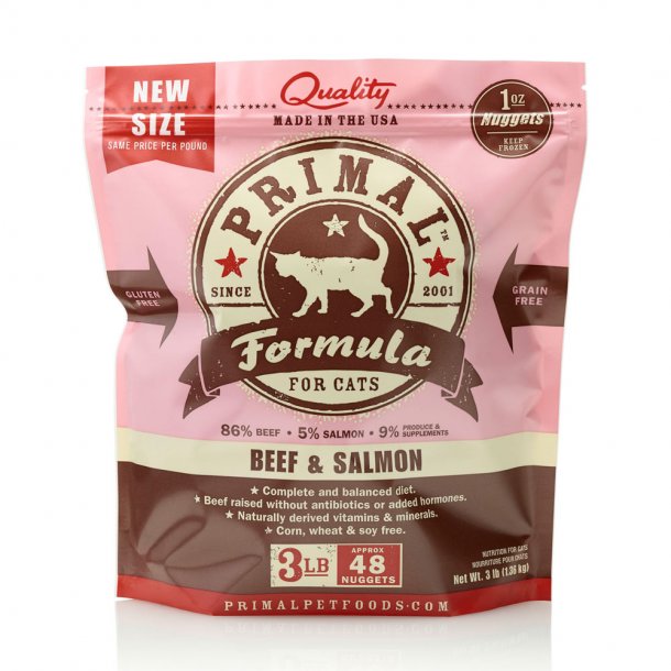 Primal Raw Cat Food Beef & Salmon Formula 3lb